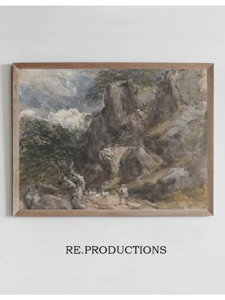 Re.productions Постер Driving Sheep in a Rocky Landscape - David Cox
