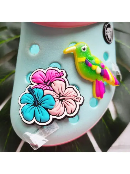 Fun_Jibz Джибитсы яркие для crocs птичка колибри цветы
