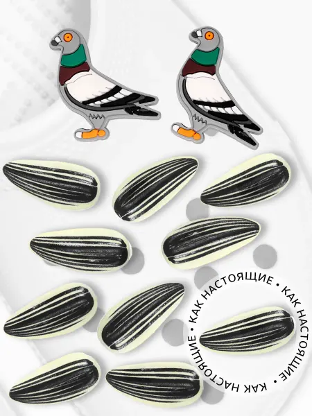 MYJIBS Jibbitz набор джибитсы на crocs голубь и семечки 12шт