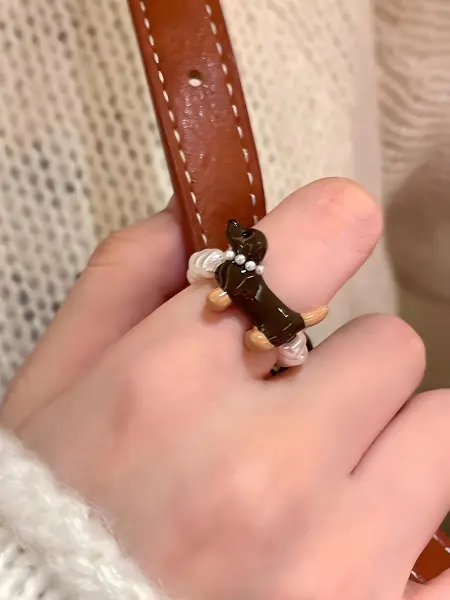 LAWE GOTHIC Милое кольцо из бусин Dachshund в корейском стиле