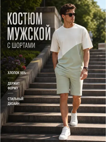 DAGET Костюм с шортами спортивный летний домашний оверсайз