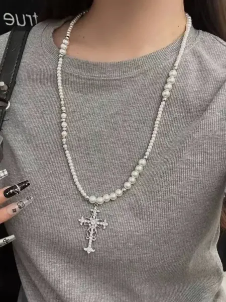 Debutante Подвеска бусы длинные с крестом