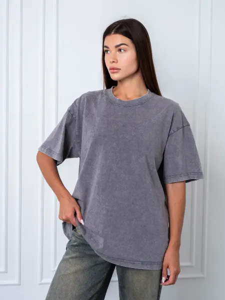 Deep fashion Футболка женская оверсайз варенка серая базовая