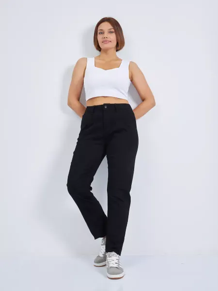 Denim Delux Джинсы прямые с высокой посадкой большие размеры