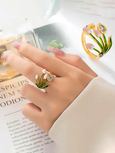 DESIGNER JEWERLY Кольцо цветы Тюльпаны, бижутерия