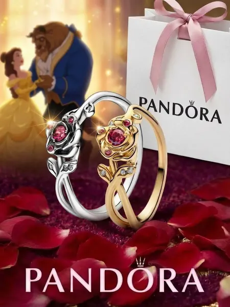 Pandora Набор колец Роза Бель принцессы Disney 2 штуки