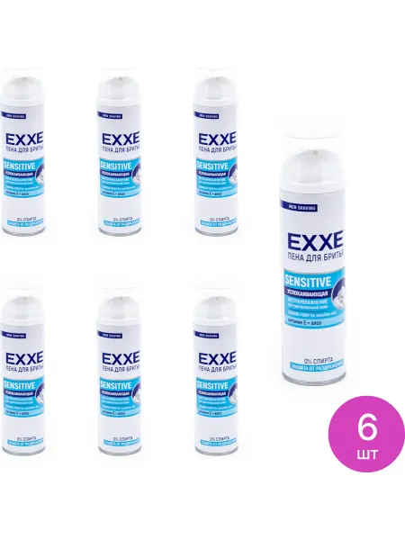 EXXE Пена для бритья успокаивающая с витамином E+алоэ 200мл, 6 шт