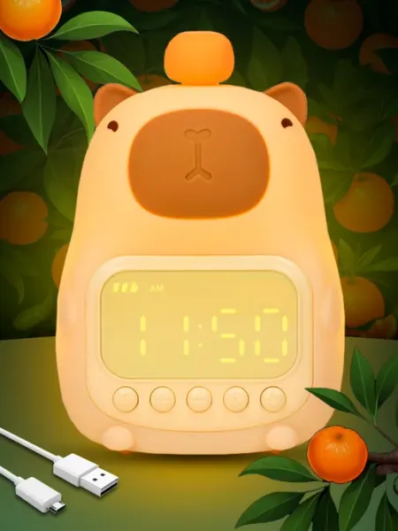 Easy Store Ночник детский Капибара силиконовый светильник с будильником