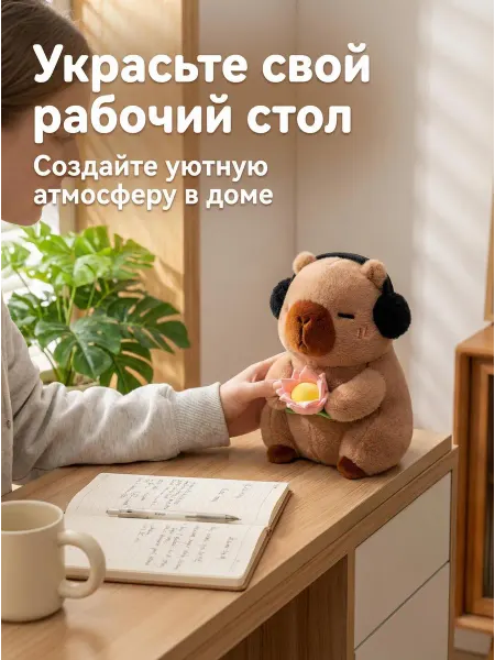 EasySmile Мягкая игрушка капибара в наушниках