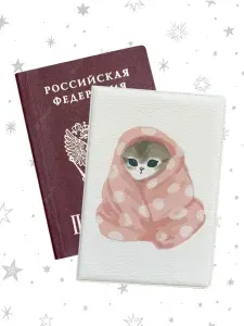 Обложка на паспорт, чехол для документов с принтом мем коты