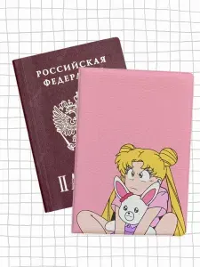 Обложка на паспорт,чехол для документов с принтом Сейлор Мун