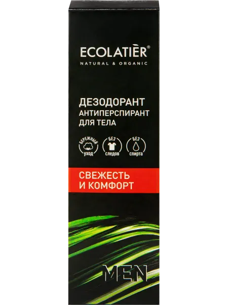 Дезодорант-антиперспирант роликовый мужской ECOLATIER Свежес