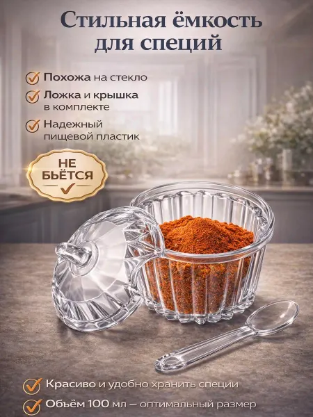 Комильфо дом емкость для специй сыпучих, солонка для соли с крышкой