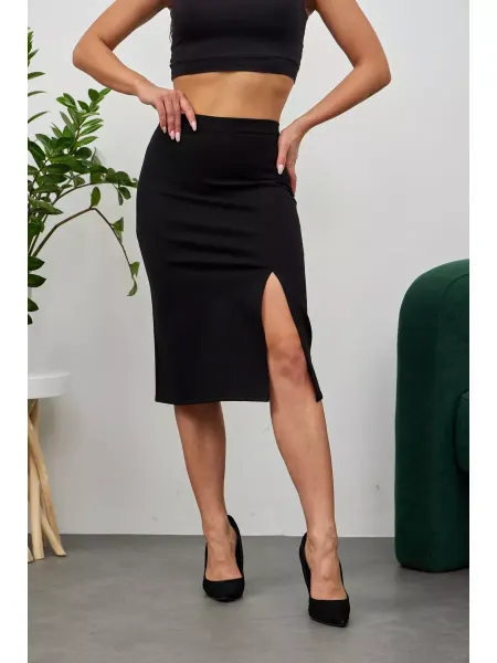 ESTETIC WEAR Юбка-карандаш миди с разрезом, высокая посадка повседневная