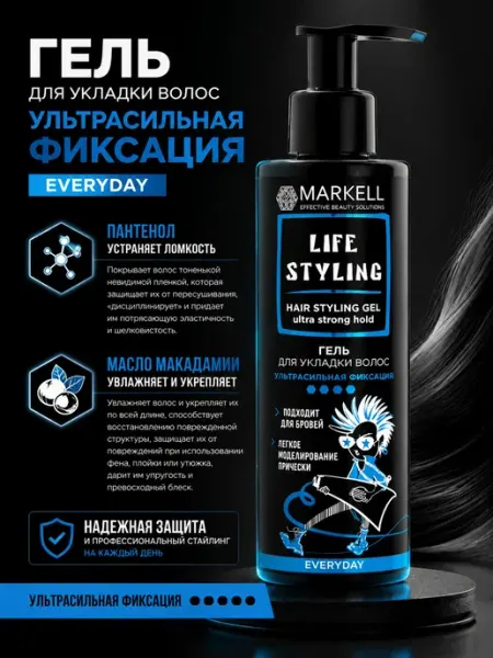MARKELL Гель для укладки волос ультрасильная фиксация EVERYDAY