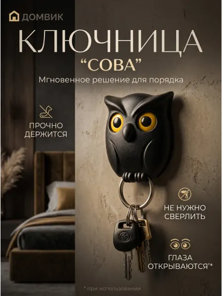 Домвик Ключница магнитная настенная в прихожую для дома сова