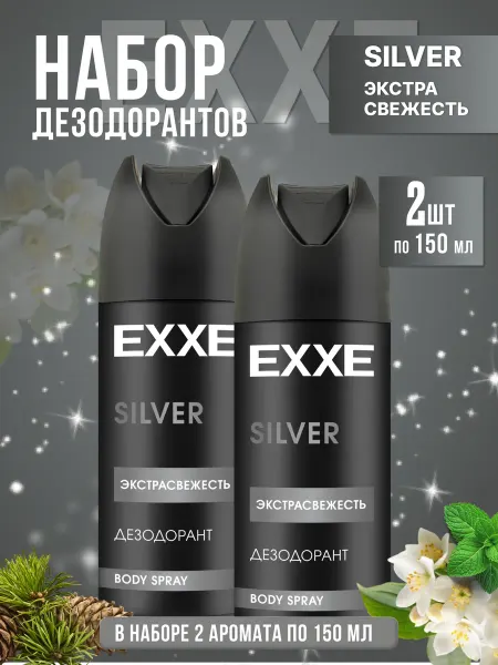EXXE Мужской дезодорант Мощная защита Silver 2 шт по 150 мл