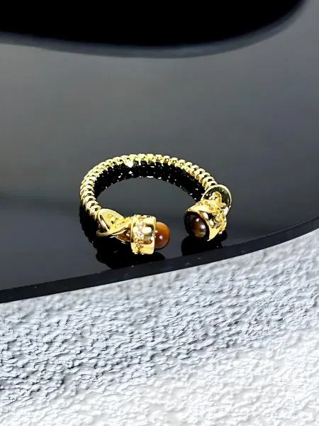 LAWE GOTHIC Безразмерное регулируемое винтажное кольцо Tigers Eye Gems
