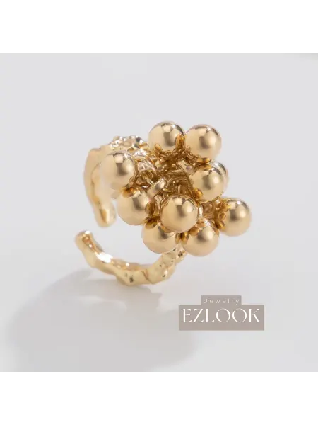 EZLOOK Кольцо бижутерия золотистые мелкие шарики
