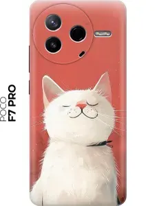 Силиконовый чехол на Poco F7 Pro с принтом "Гордый котик"
