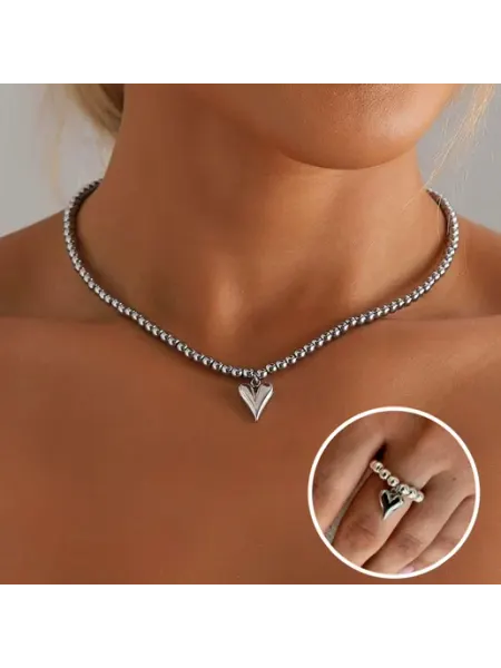 Fairystore Чокер бижутерия с сердцем и кольцо