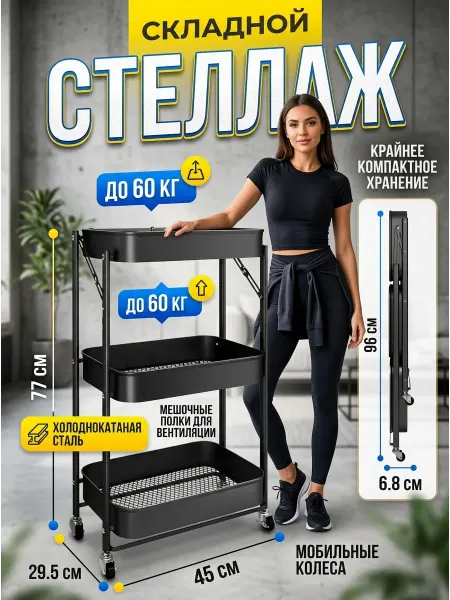 Стеллажи для дома Этажерка на колесиках металлическая в комнату