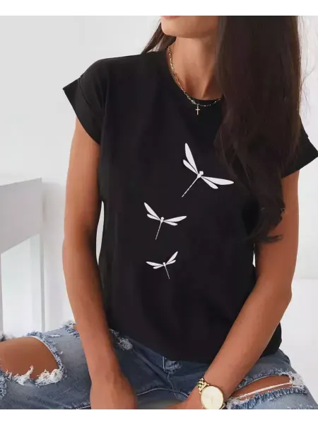 Lucky fashion Футболка женская с принтом хлопковая