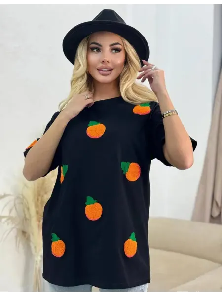 Mon fashion Футболка оверсайз с махровой вышивкой апельсинки
