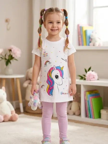 DS FASHION Туника платье в садик с коротким рукавом