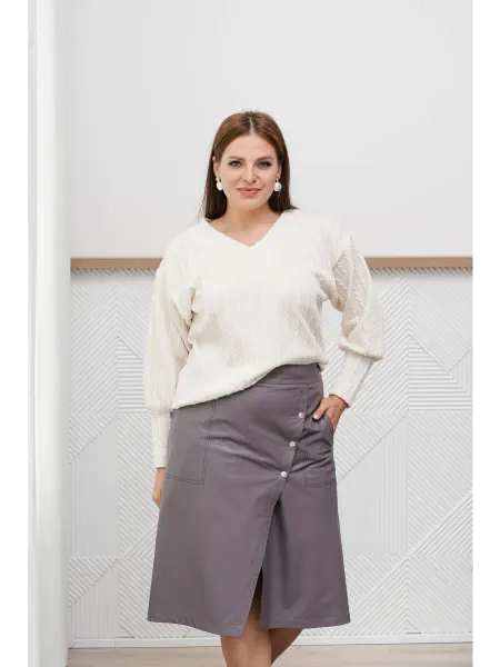 MONA STYLE FASHION&DESIGN Юбка кожаная с разрезом спереди