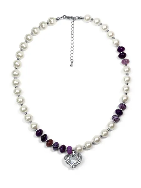 FAVOR JEWELRY Колье с жемчугом и радужным аметистом бижутерия