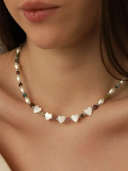 FAVOR JEWELRY Чокер с турмалином, жемчугом и перламутром бижутерия