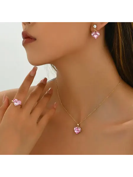 FaZaRa Комплект украшений с сердечком цепочка, серьги, кольцо