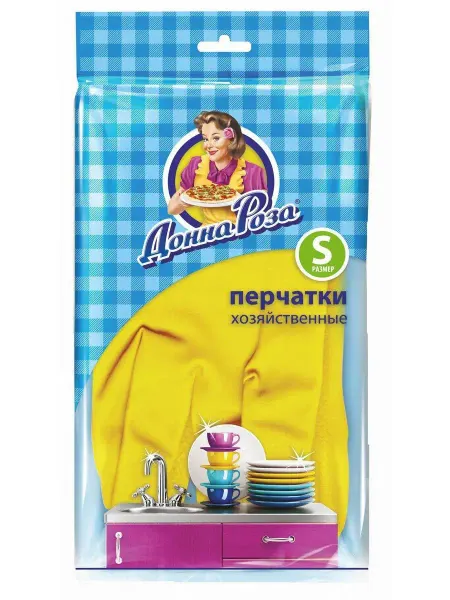 ДОННА РОЗА перчатки хозяйственные (S) из латекса с хлопковым напылением