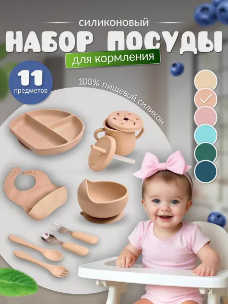 Happy Kids Fun World Набор детской посуды для кормления