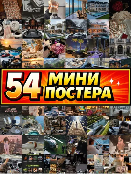 Бумажный дом Fun Минипостеры 54 шт Богатая Жизнь Эстетика