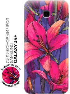Силиконовый чехол на Samsung Galaxy J4+ с принтом "Симфония страсти лилий"