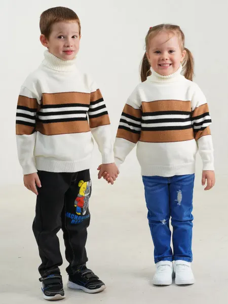 Galaxy Kids Белый свитер с горлом вязаный детский