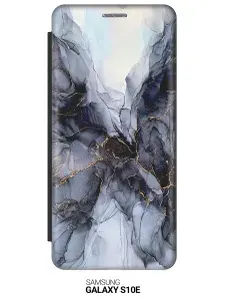 Чехол-книжка на Samsung Galaxy S10e / Самсунг С10е с принтом "Черно-белый мрамор" черный