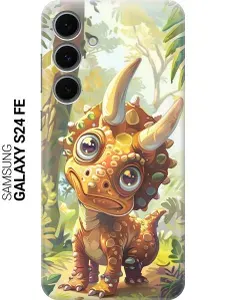 Силиконовый чехол на Samsung Galaxy S24 FE с принтом "Малыш-динозавр"