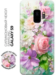 Силиконовый чехол на Samsung Galaxy S9 с принтом "Пастельные цветы"