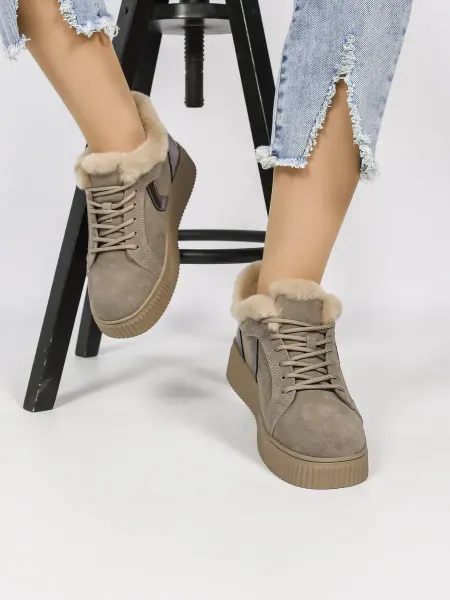 Geronea Shoes Кроссовки зимние с мехом замша натуральная