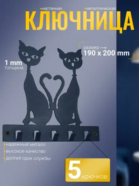 СИО Ключница настенная металлическая №12 "Коты друзья"