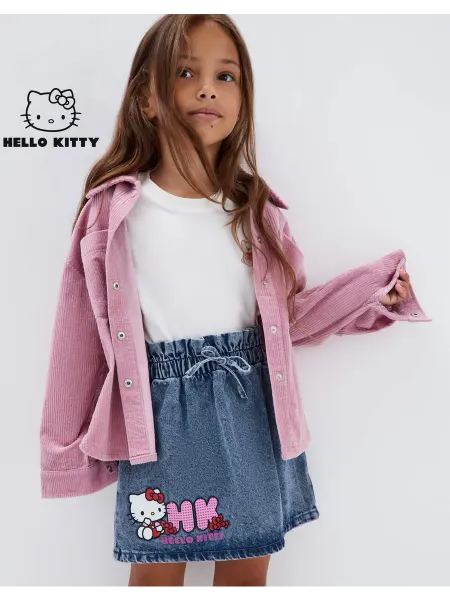 Gloria jeans Джинсовая юбка на резинке (Paperbag) с принтом Hello Kitty