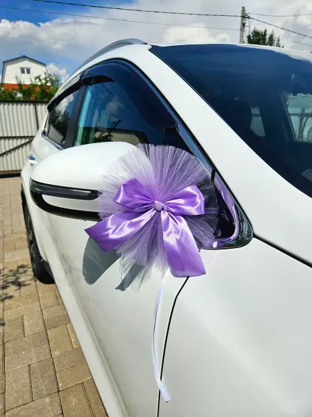 Банты на ручки зеркала автомобиля сиреневые
