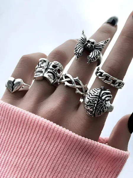 LAWE GOTHIC Набор готических винтажных колец Heartbrake 6 шт