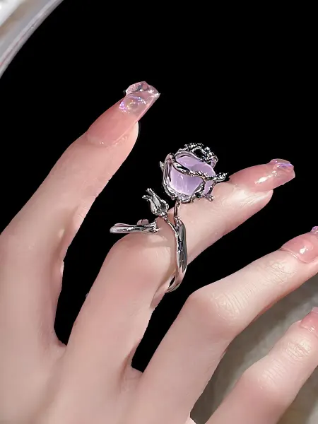 LAWE GOTHIC Разъемное регулируемое готическое кольцо цветок Lilac Rose