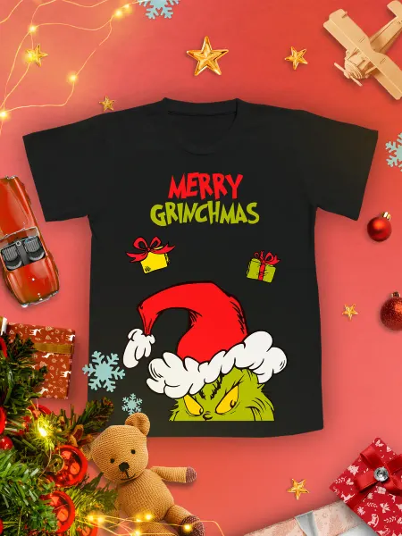 Каждому своё Новогодний Детская футболка Гринч Merry Grinchmas Новый год Рождество