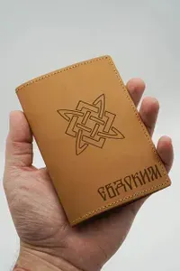 Кожаная обложка на паспорт именная Евдоким/квадрат Сварга