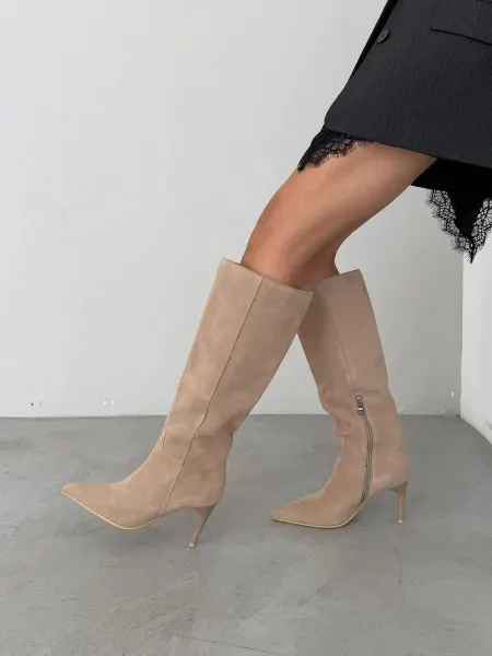 GOLD HEELS Сапоги демисезонные на шпильке замшевые